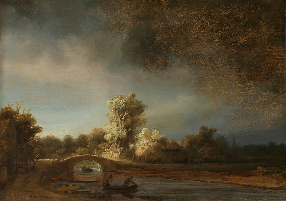 Landscape with a Stone Bridge 1638 art print by Rembrandt for $57.95 CAD