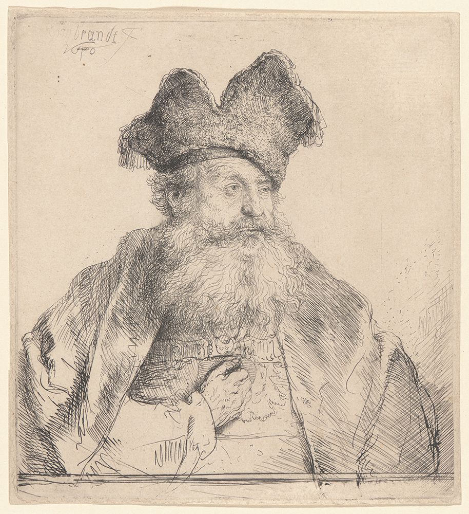 Old Man with a Divided Fur Cap 1640 art print by Rembrandt for $57.95 CAD