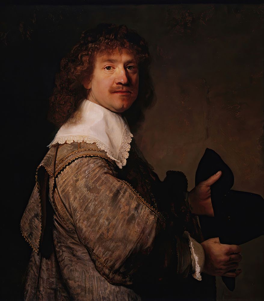 Portrait of a Man Holding a Black Hat 1637 art print by Rembrandt for $57.95 CAD