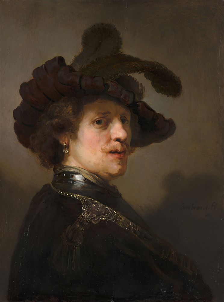 Tronie of a Man with a Feathered Beret ca 1635 art print by Rembrandt for $57.95 CAD