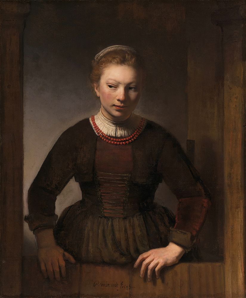 Young Woman at an Open Half-Door 1645 art print by Rembrandt for $57.95 CAD