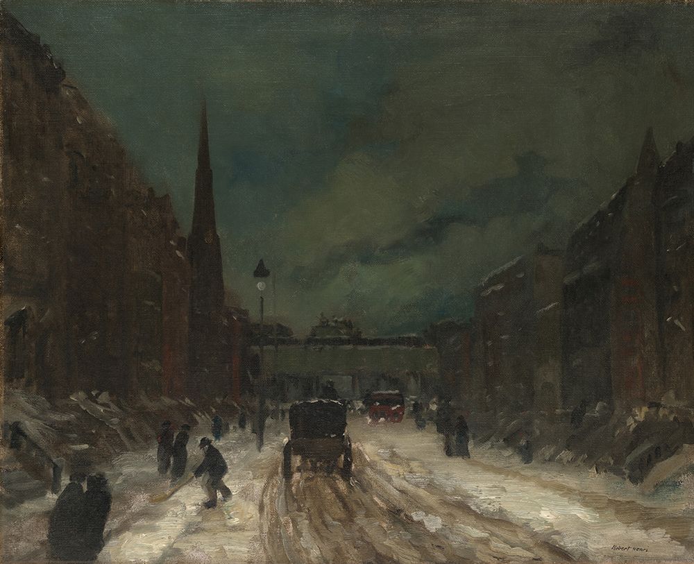 Street Scene with Snow, 57th Street, NYC. 1902 art print by Robert Henri for $57.95 CAD