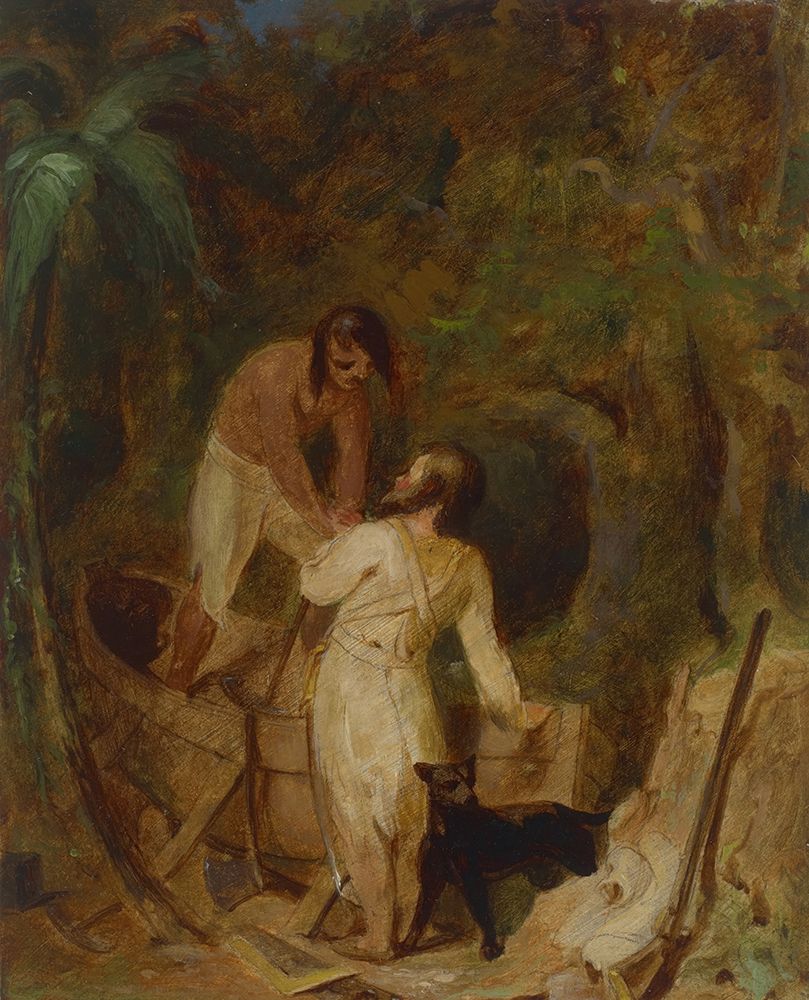 Boat Building by Robinson Crusoe and Friday art print by Thomas Sully for $57.95 CAD