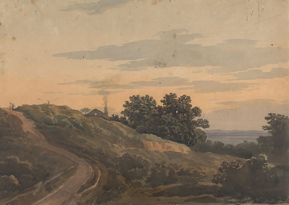 Hilly Landscape with House, Path, and Figures art print by Thomas Sully for $57.95 CAD