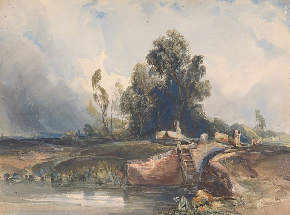 Landscape with Canal and Lock, Figures at Lock art print by Thomas Sully for $57.95 CAD