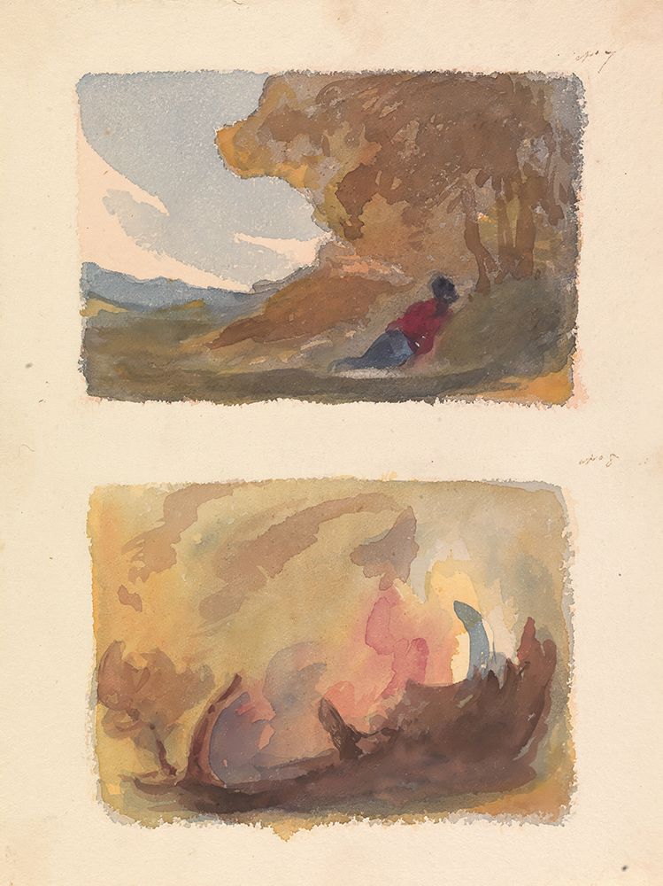 Landscape with Figure Reclining Against Hill, Titian and Venetian School no. 7 art print by Thomas Sully for $57.95 CAD