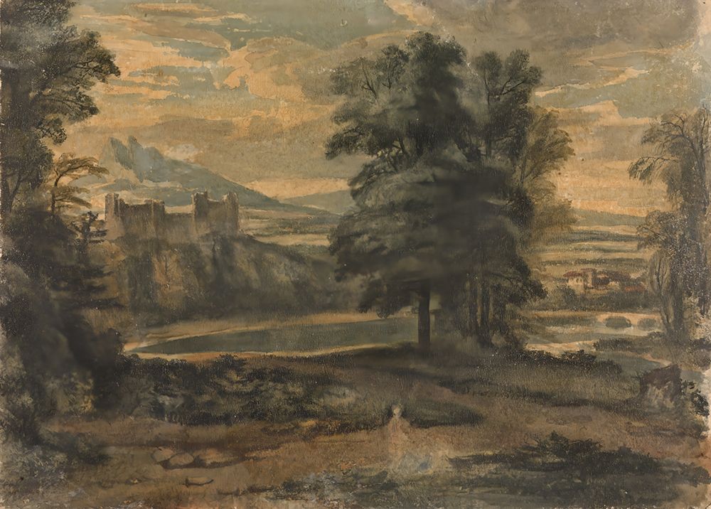 Landscape with Mountains, Castle, Trees and Lake art print by Thomas Sully for $57.95 CAD