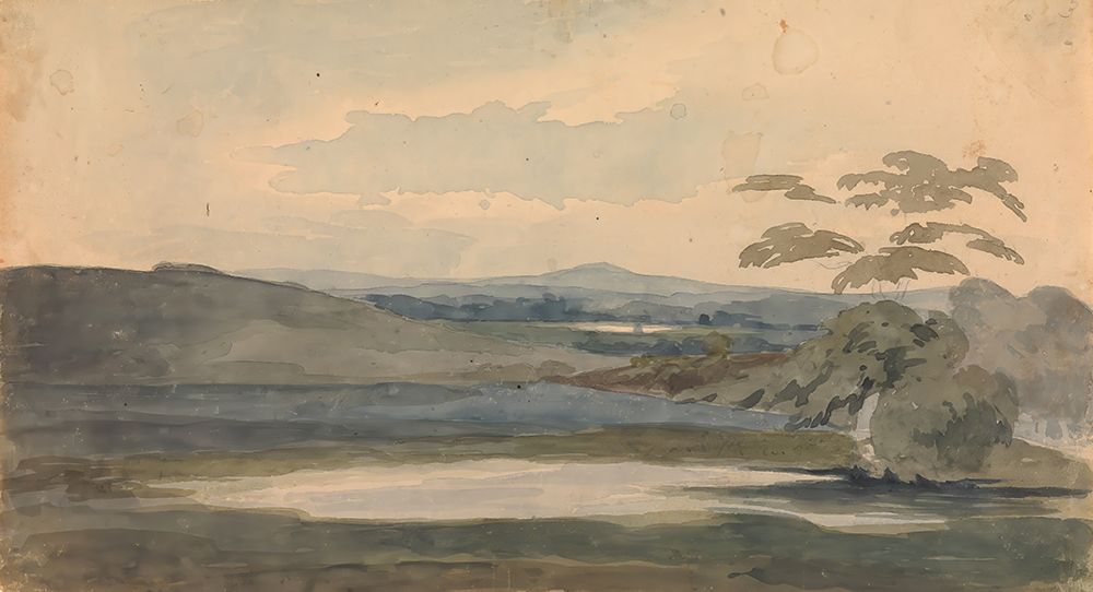 Landscape with Trees and Mountains, Lake in Foreground art print by Thomas Sully for $57.95 CAD