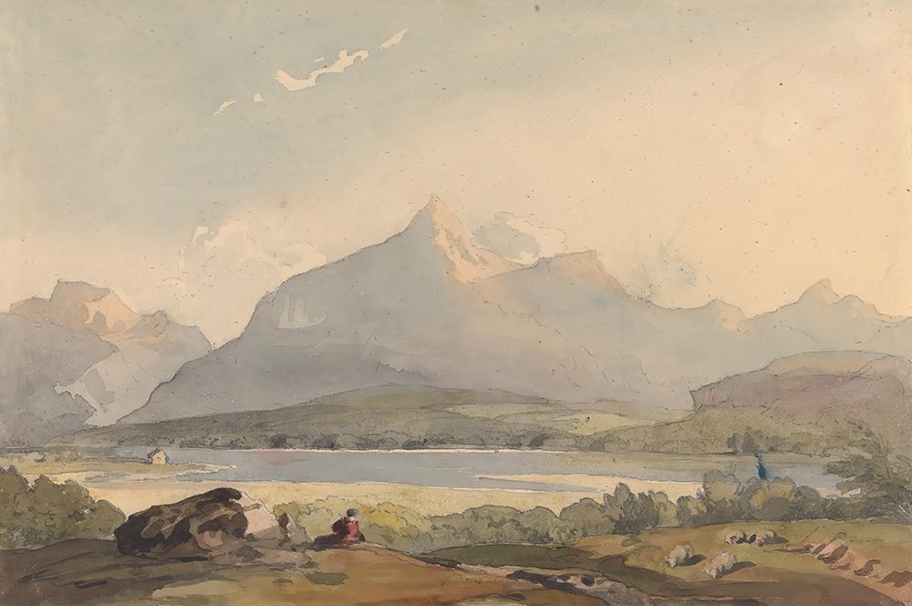 Mountainous Landscape with Lake and Figure in Foreground art print by Thomas Sully for $57.95 CAD