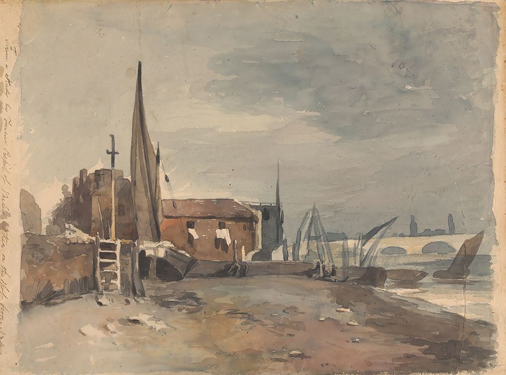 Shore Scene with Buildings and Boats art print by Thomas Sully for $57.95 CAD