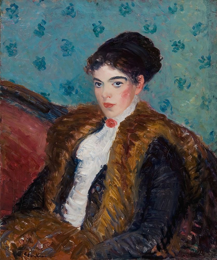 Girl with Fox Furs ca 1909 art print by William James Glackens for $57.95 CAD