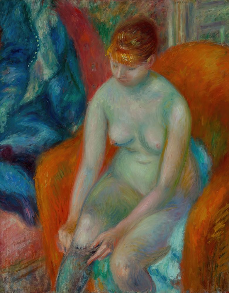 Nude Pulling On Stocking, Nude With Red Hair ca 1925 art print by William James Glackens for $57.95 CAD