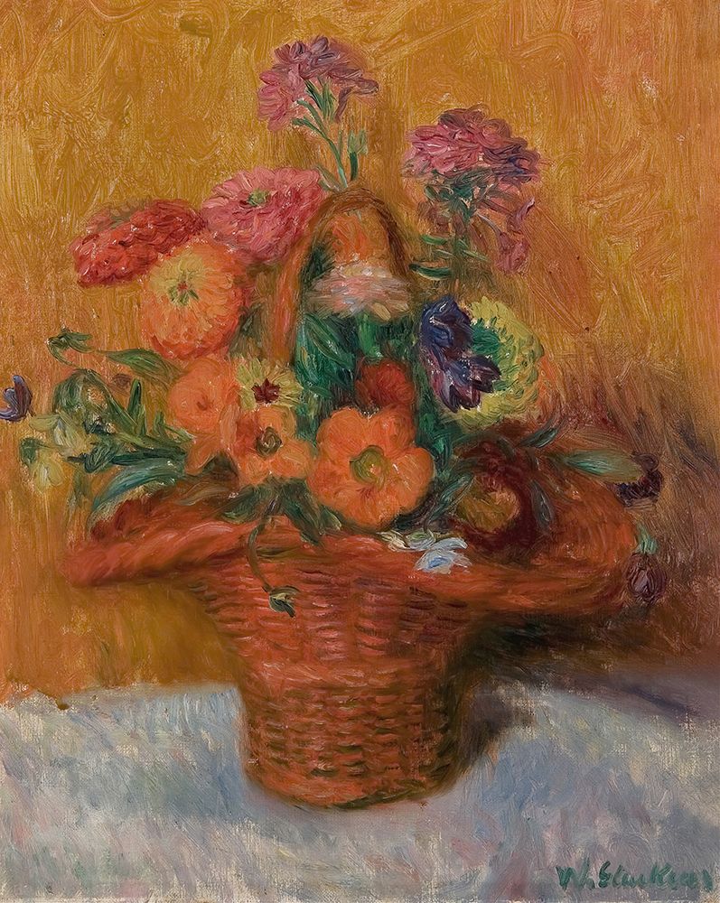 Red Basket of Zinnias 1915 art print by William James Glackens for $57.95 CAD