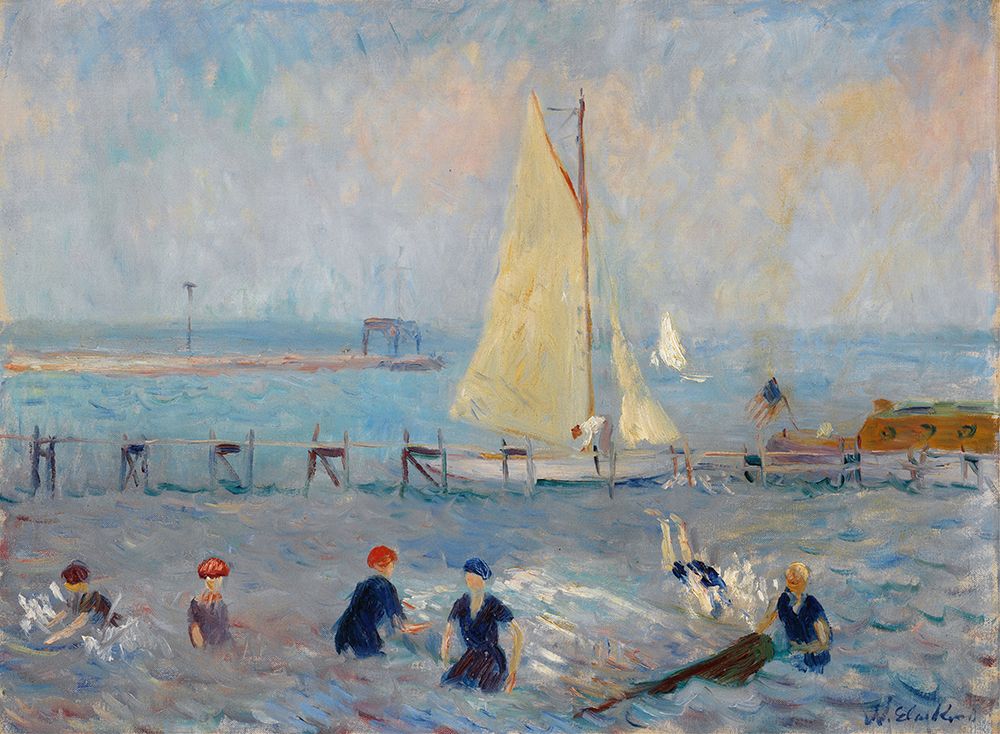 Seascape with Six Bathers, Bellport ca 1915 art print by William James Glackens for $57.95 CAD