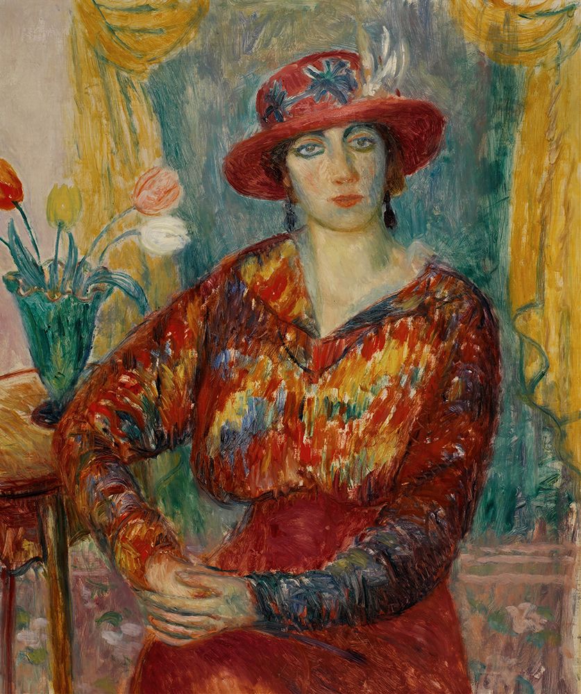 Woman in Red Blouse with Tulips ca 1913 art print by William James Glackens for $57.95 CAD
