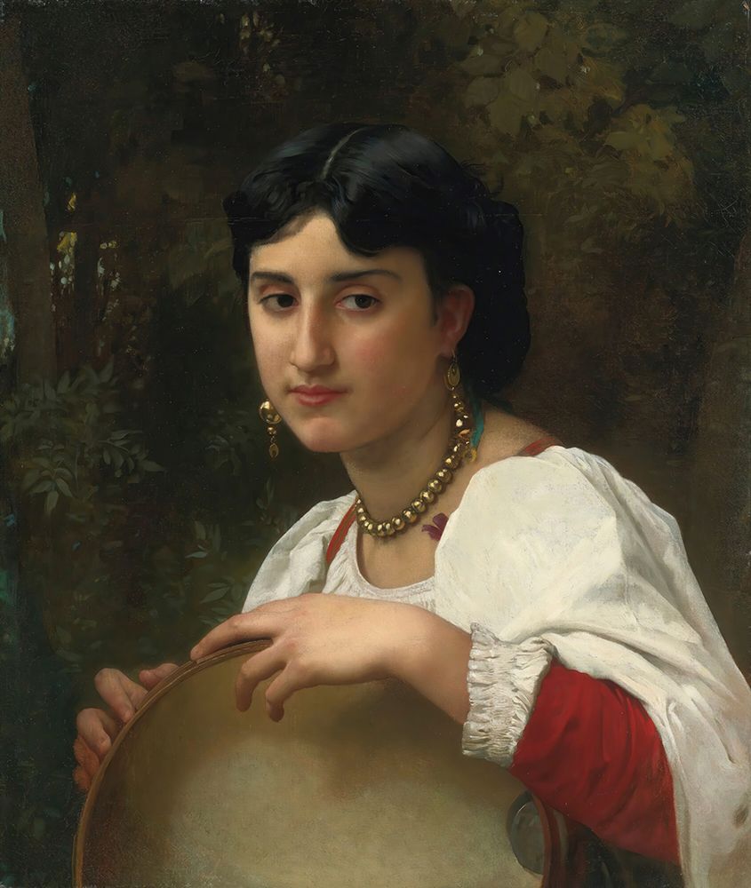 Italian Woman With Tambourine 1869 art print by William-Adolphe Bouguereau for $57.95 CAD