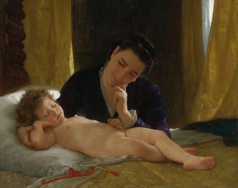 Young Mother Contemplating Her Child 1871 art print by William-Adolphe Bouguereau for $57.95 CAD