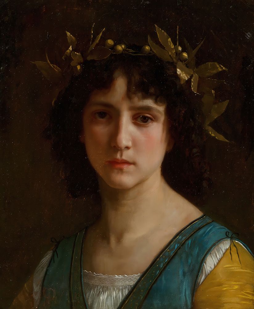 Head of an Italian Girl with a Laurel Wreath 1872 art print by William-Adolphe Bouguereau for $57.95 CAD