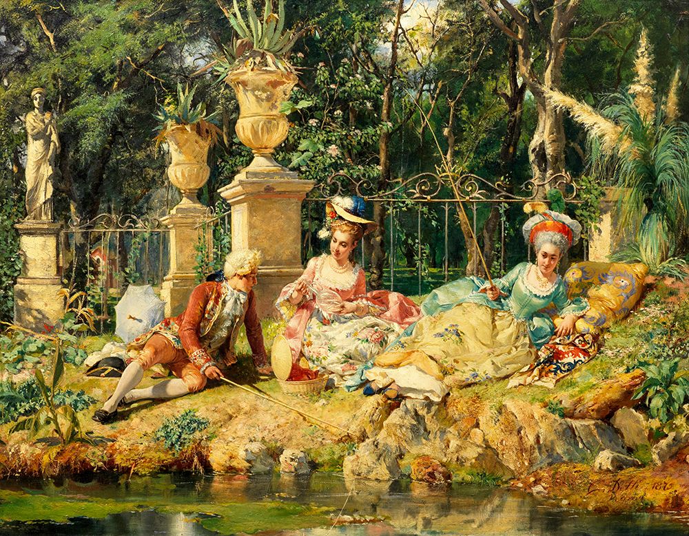 The Fishing Party 1875 art print by Cesare Agostino Detti for $57.95 CAD
