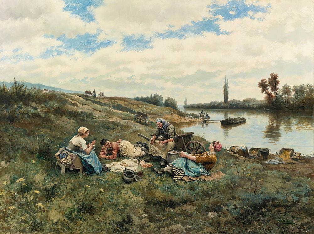 After Lunch, Banks of the Seine 1918 art print by Daniel Ridgway Knight for $57.95 CAD