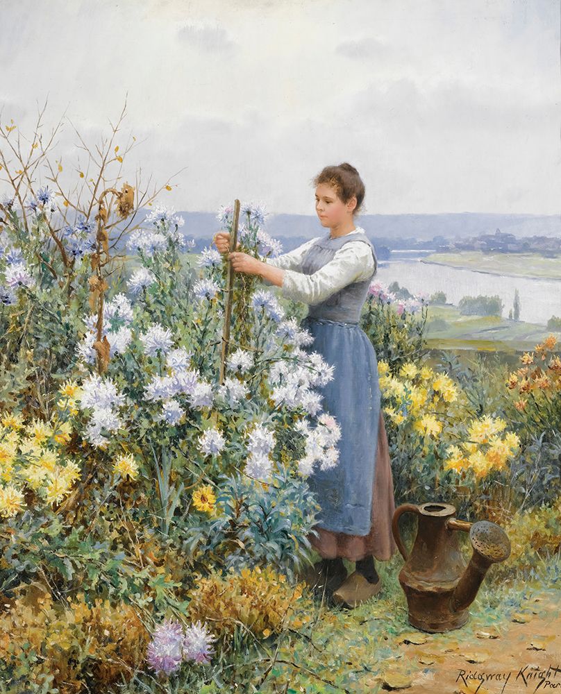 Chrysanthemums art print by Daniel Ridgway Knight for $57.95 CAD