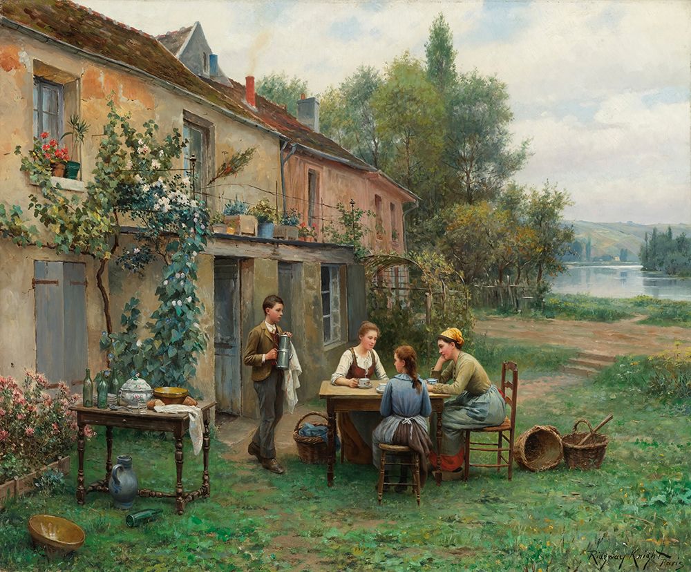 Coffee In The Garden art print by Daniel Ridgway Knight for $57.95 CAD