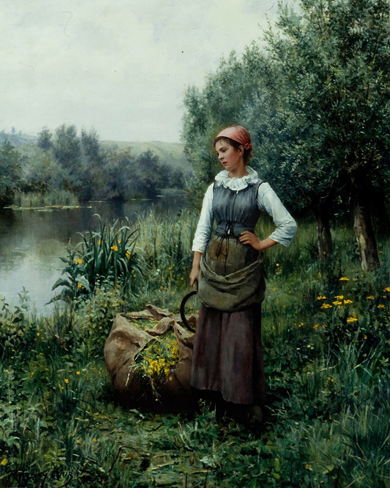 Girl by a Stream, Flanders ca 1890 art print by Daniel Ridgway Knight for $57.95 CAD