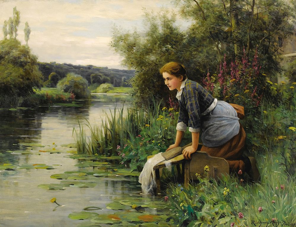 Laundress by the Waters Edge 1922 art print by Daniel Ridgway Knight for $57.95 CAD