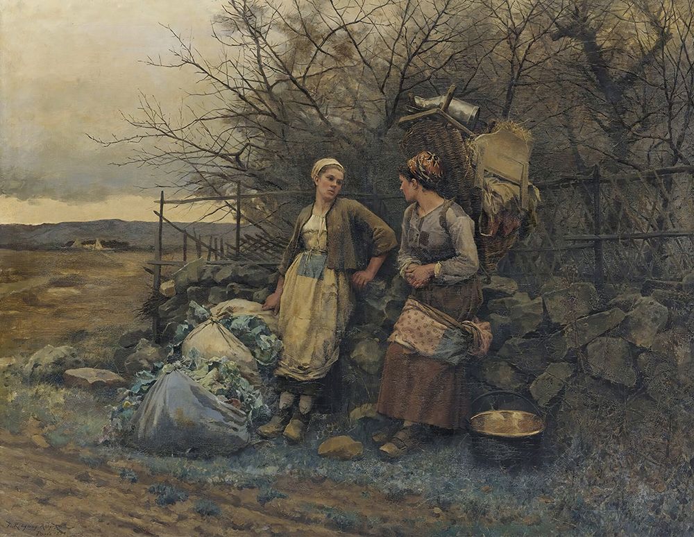 Maidens Waiting 1890 art print by Daniel Ridgway Knight for $57.95 CAD