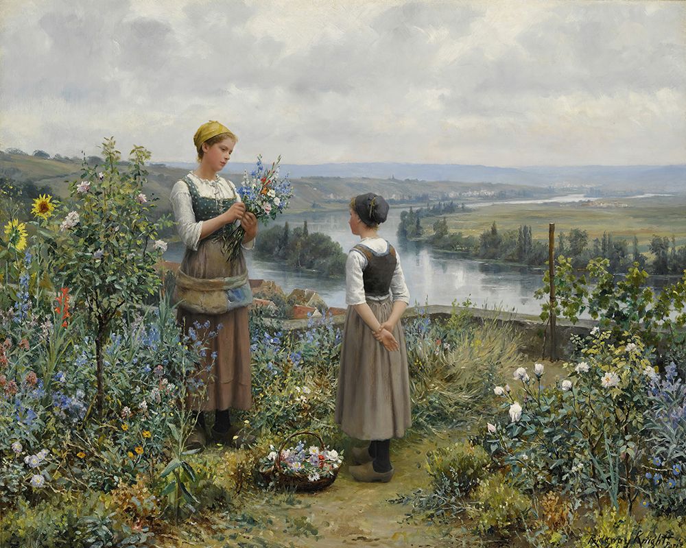 Picking Flowers art print by Daniel Ridgway Knight for $57.95 CAD