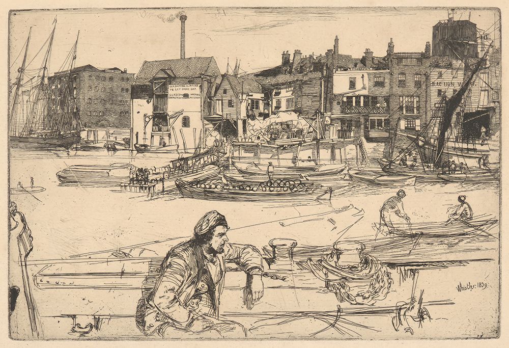 Black Lion Wharf 1859 art print by James McNeill Whistler for $57.95 CAD