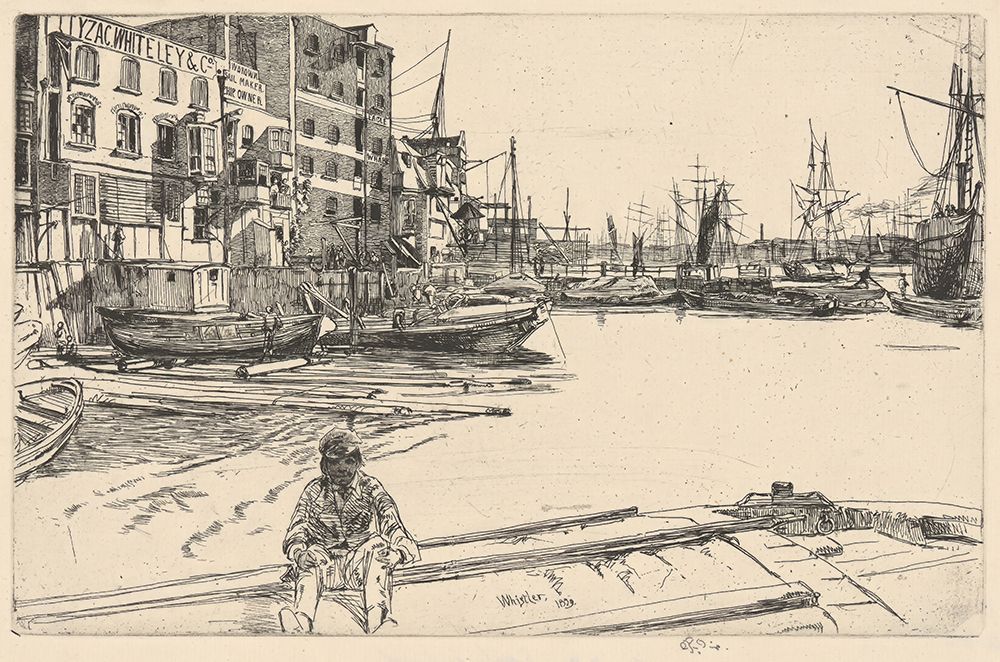 Eagle Wharf 1859 art print by James McNeill Whistler for $57.95 CAD
