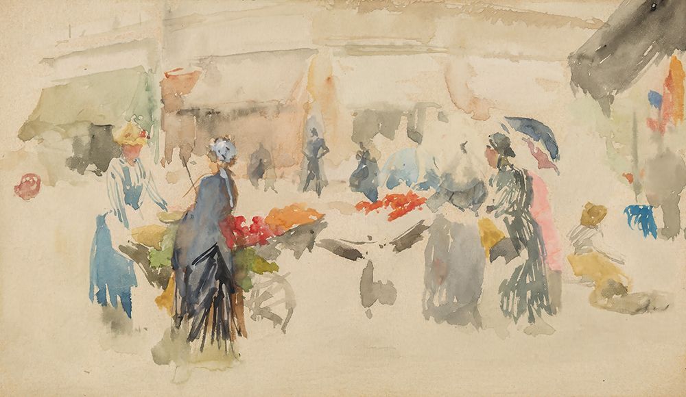 Flower Market, Dieppe 1885 art print by James McNeill Whistler for $57.95 CAD