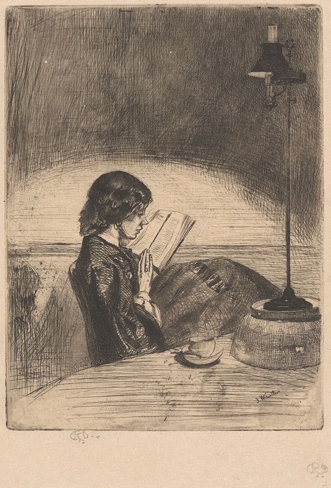 Reading by Lamplight ca 1858 art print by James McNeill Whistler for $57.95 CAD