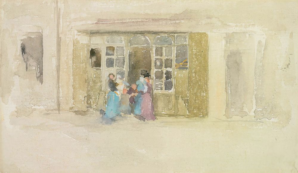 Women And Children Outside A Brittany Shop ca 1888 art print by James McNeill Whistler for $57.95 CAD
