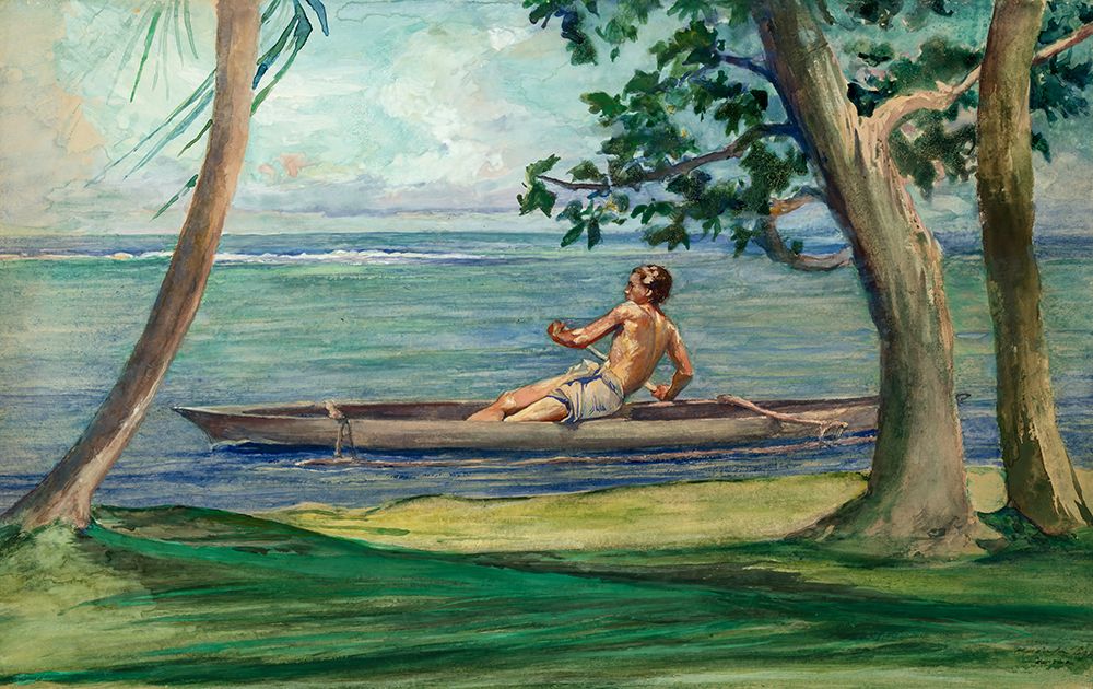Boy in Canoe Passing in Front of Our House, Vaiala, Samoa ca 1895 art print by John La Farge for $57.95 CAD