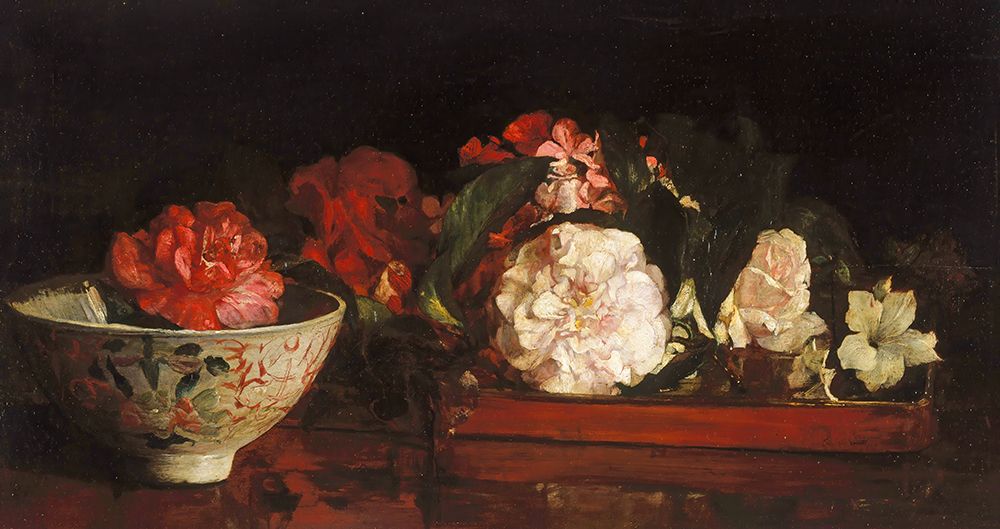 Flowers On A Japanese Tray On A Mahogany Table art print by John La Farge for $57.95 CAD