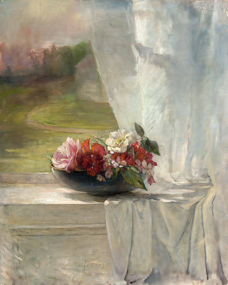 Flowers on a Window Ledge ca 1861 art print by John La Farge for $57.95 CAD