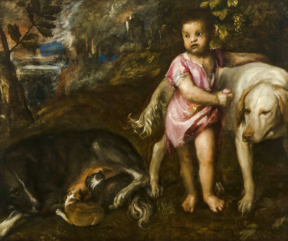 Boy with Dogs in a Landscape ca 1560 art print by Titian for $57.95 CAD
