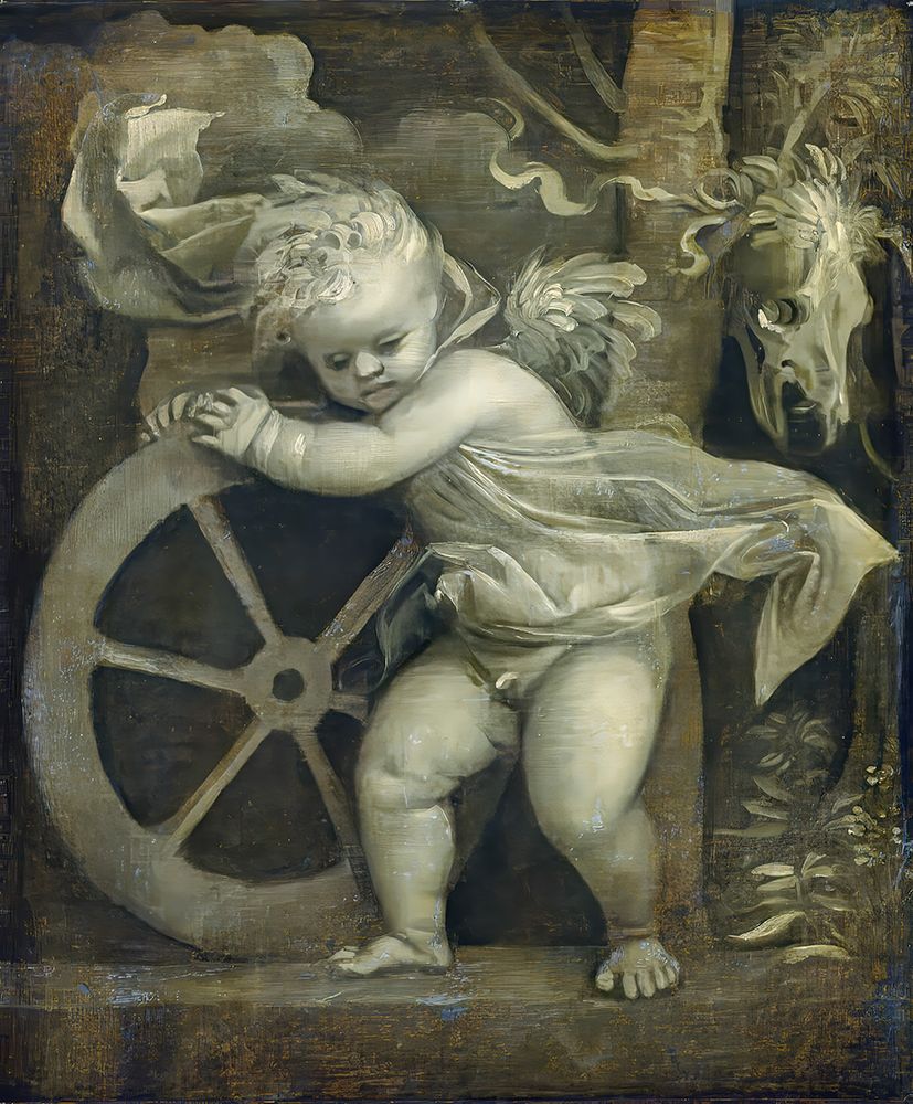 Cupid With The Wheel of Time ca 1515 art print by Titian for $57.95 CAD
