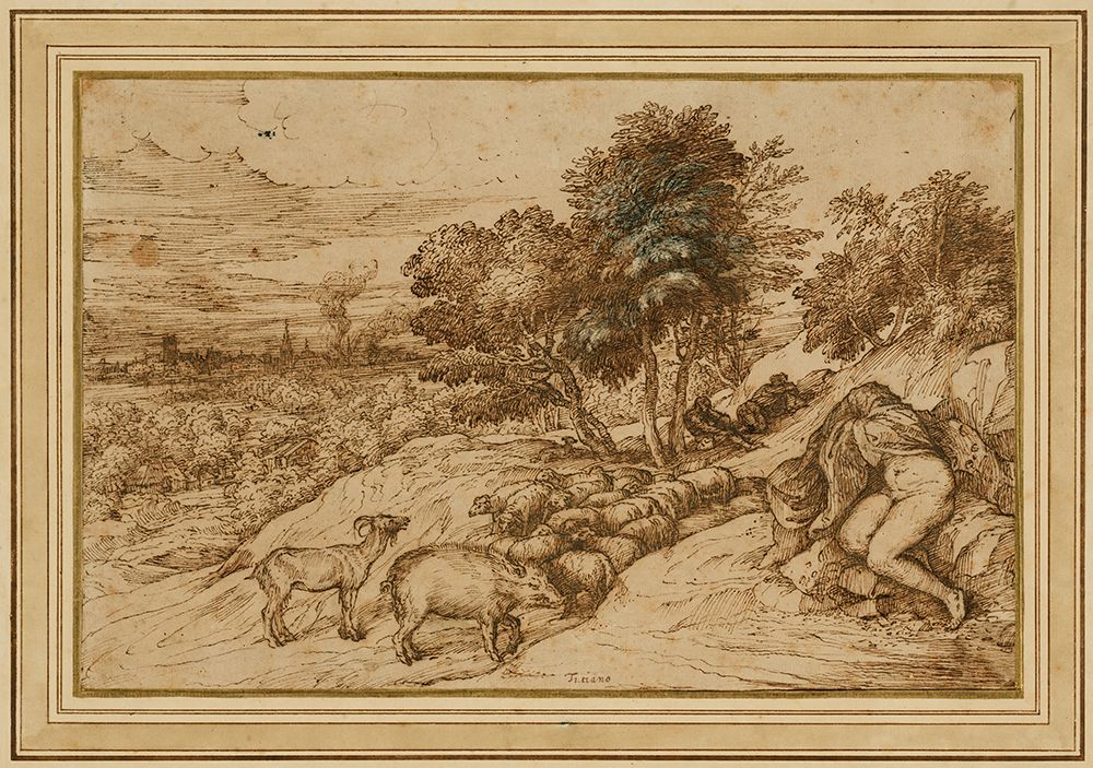 Pastoral Scene 1565 art print by Titian for $57.95 CAD