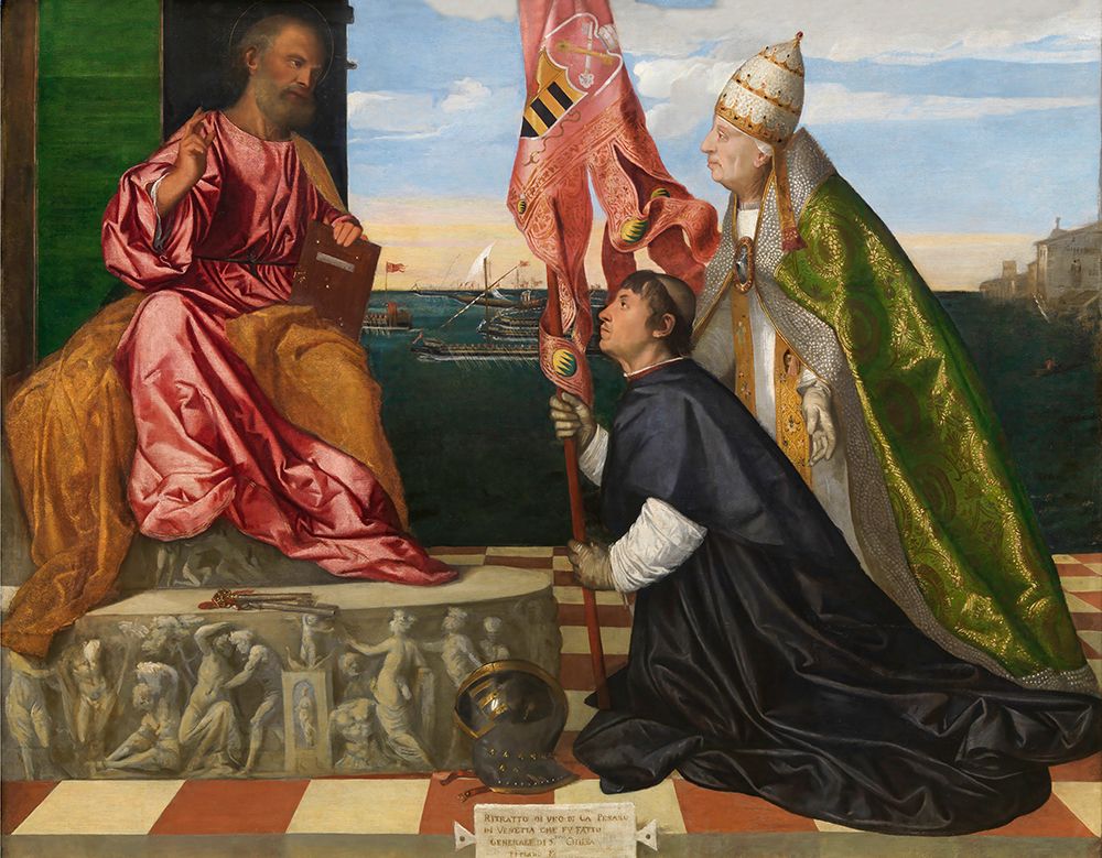Pope Alexander VI Presenting Bishop Jacopo Pesaro to Saint Peter ca 1506 art print by Titian for $57.95 CAD