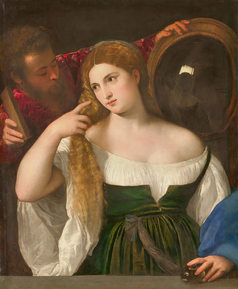 Portrait of a Woman at her Toilette 1514 art print by Titian for $57.95 CAD