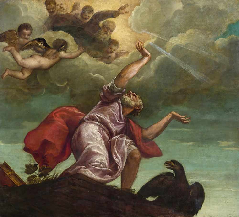 Saint John the Evangelist on Patmos ca 1553 art print by Titian for $57.95 CAD