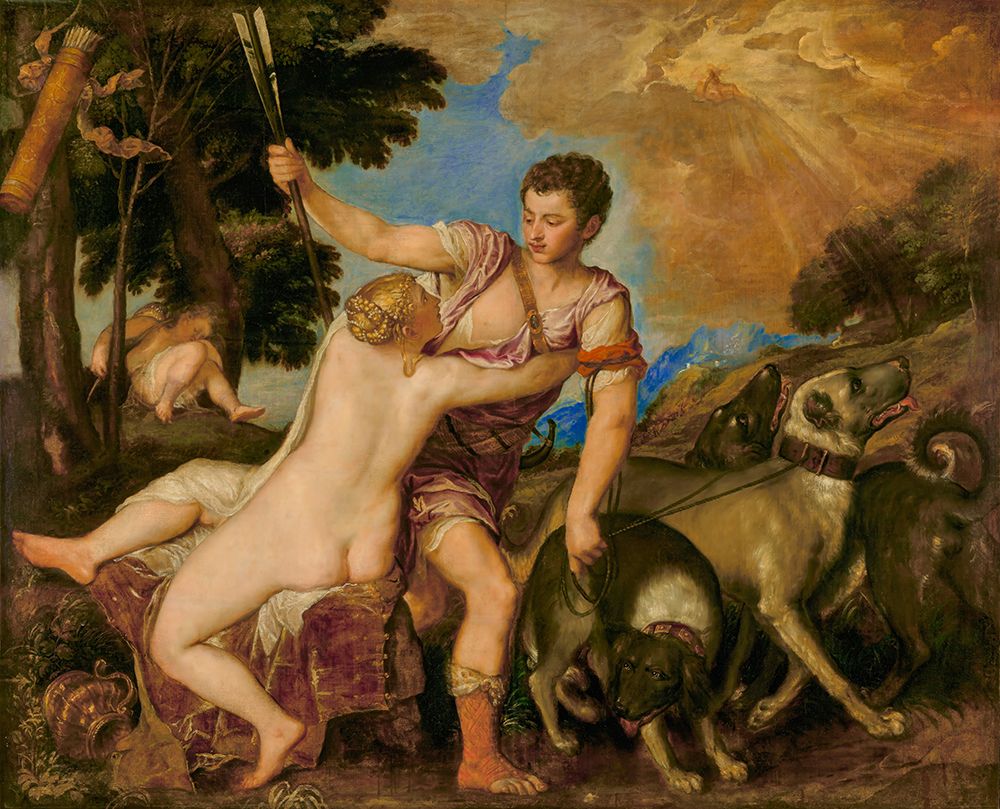 Venus and Adonis ca 1555 art print by Titian for $57.95 CAD