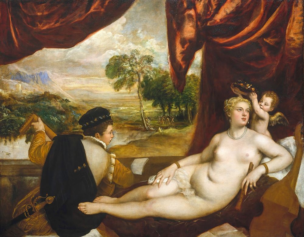 Venus and The Lute Player ca 1565 art print by Titian for $57.95 CAD