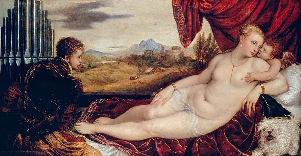 Venus with the Organ Player ca 1550 art print by Titian for $57.95 CAD