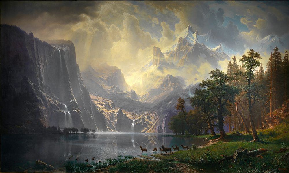 Among the Sierra Nevada, California 1868 art print by Albert Bierstadt for $57.95 CAD