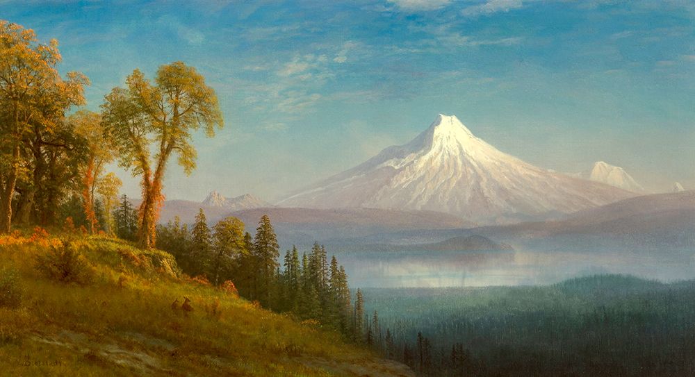 Mount St Helens, Columbia River, Oregon 1889 art print by Albert Bierstadt for $57.95 CAD