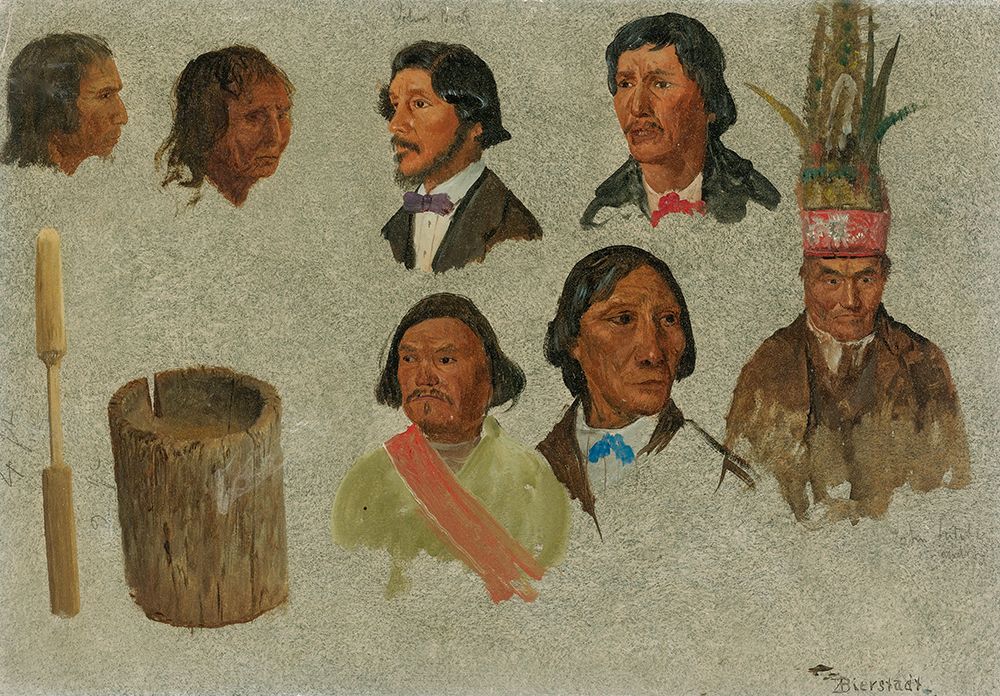 Seven Indian Portraits And One Primitive Utensil art print by Albert Bierstadt for $57.95 CAD